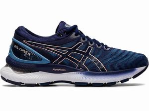 Asics GEL-Nimbus 22 (D) Hardloopschoenen Dames Grijs Donkerblauw | 704-MJWIGZ