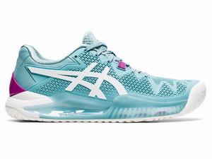 Asics GEL-RESOLUTION 8 (D) Tennisschoenen Dames Wit Blauw | 697-HXPTLZ